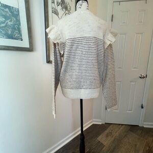 Adorable LAUREN CONRAD cream and beige ruffle sweater SIZE L